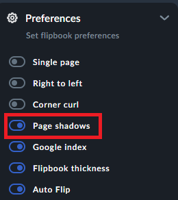 page shadows