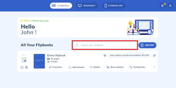 7. Search your flipbooks