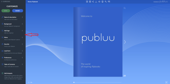 customization of the flipbook 