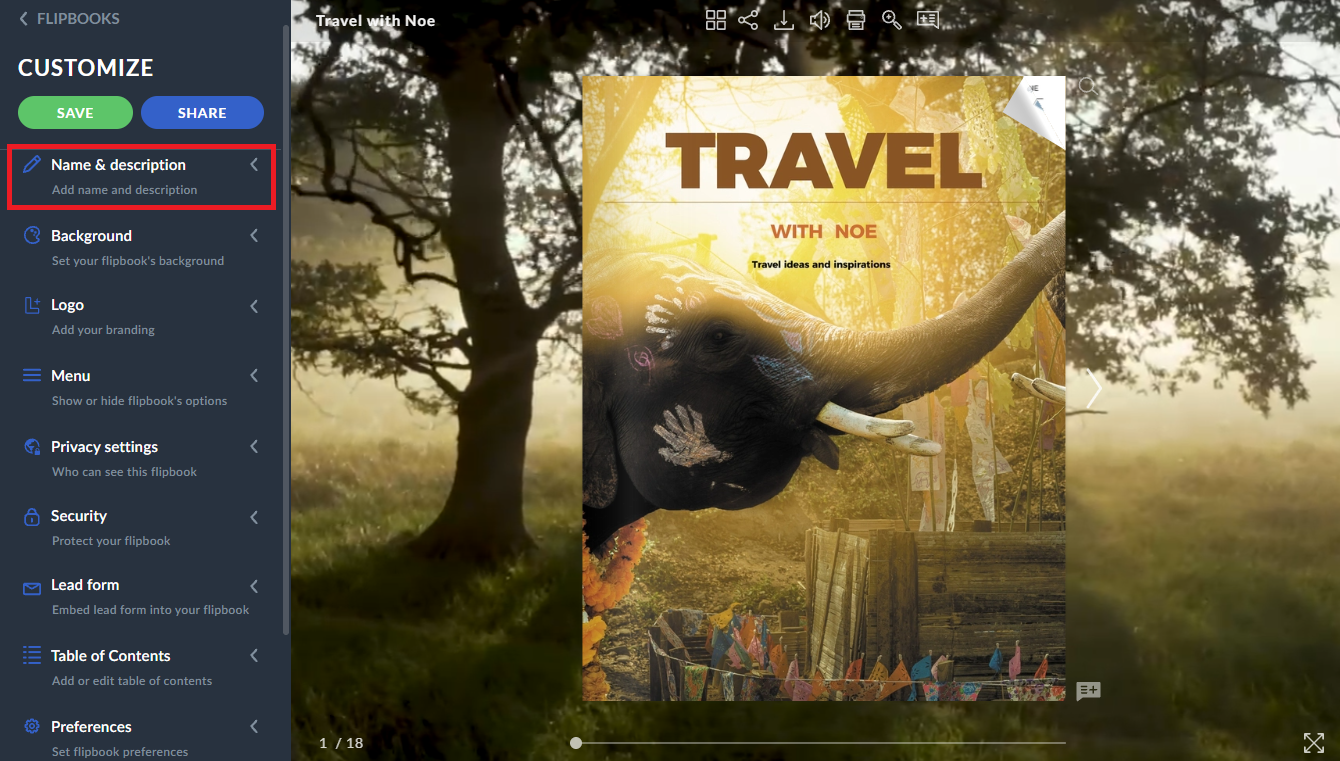 name and description tab / customization