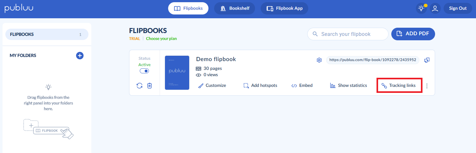 button tracking links