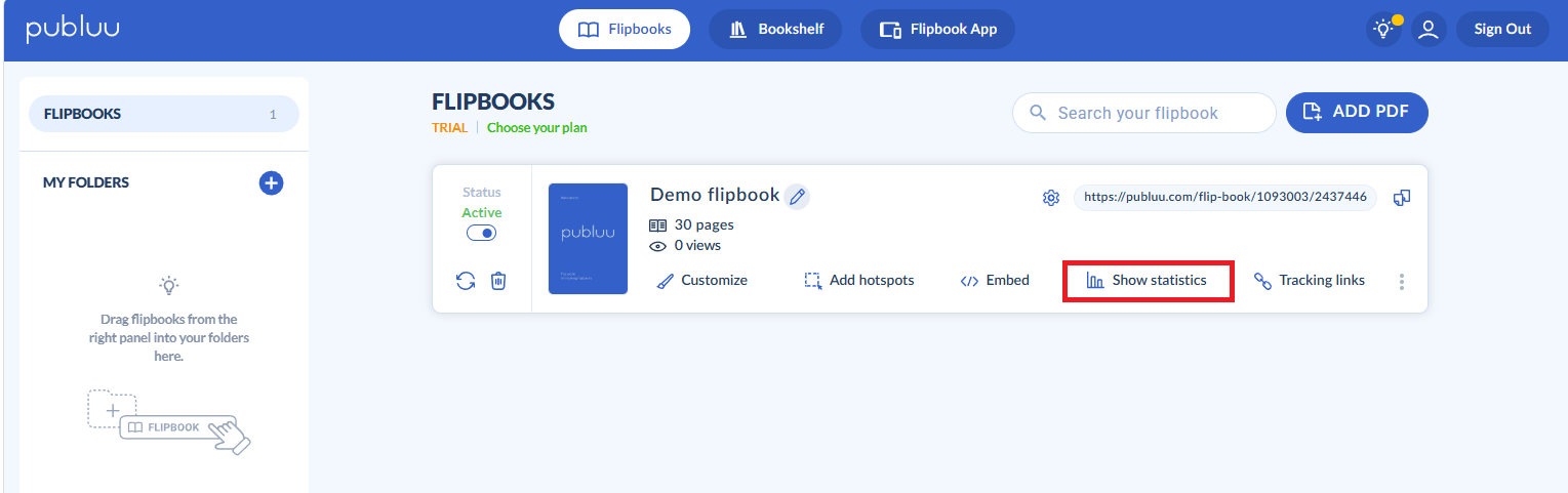 button showing statistics