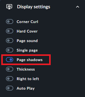 page shadows switch