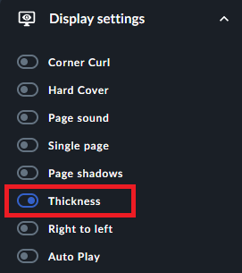 page thickness tab