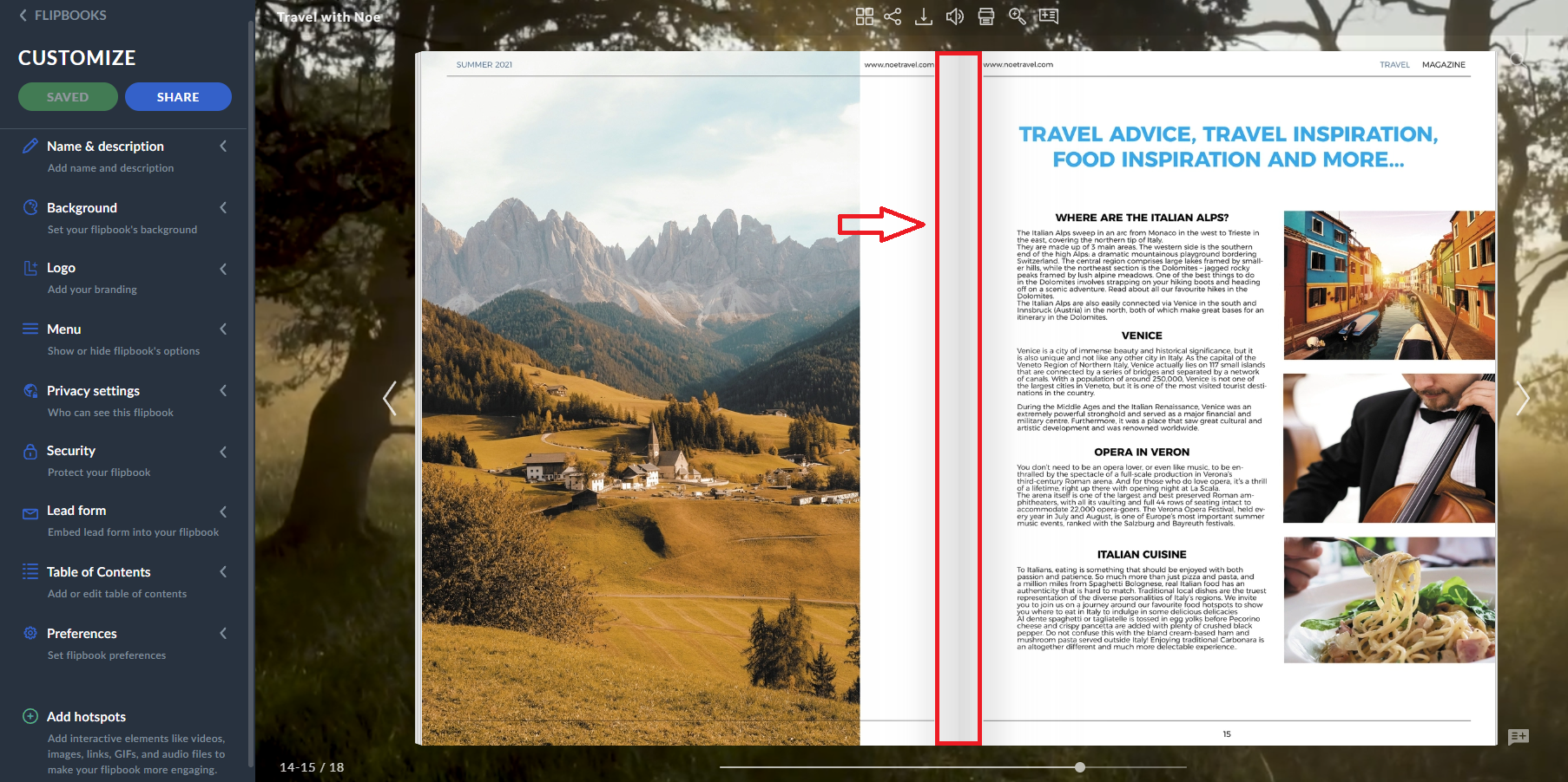 page shade effect