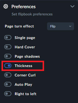 page thickness in customization