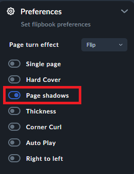 page shadows