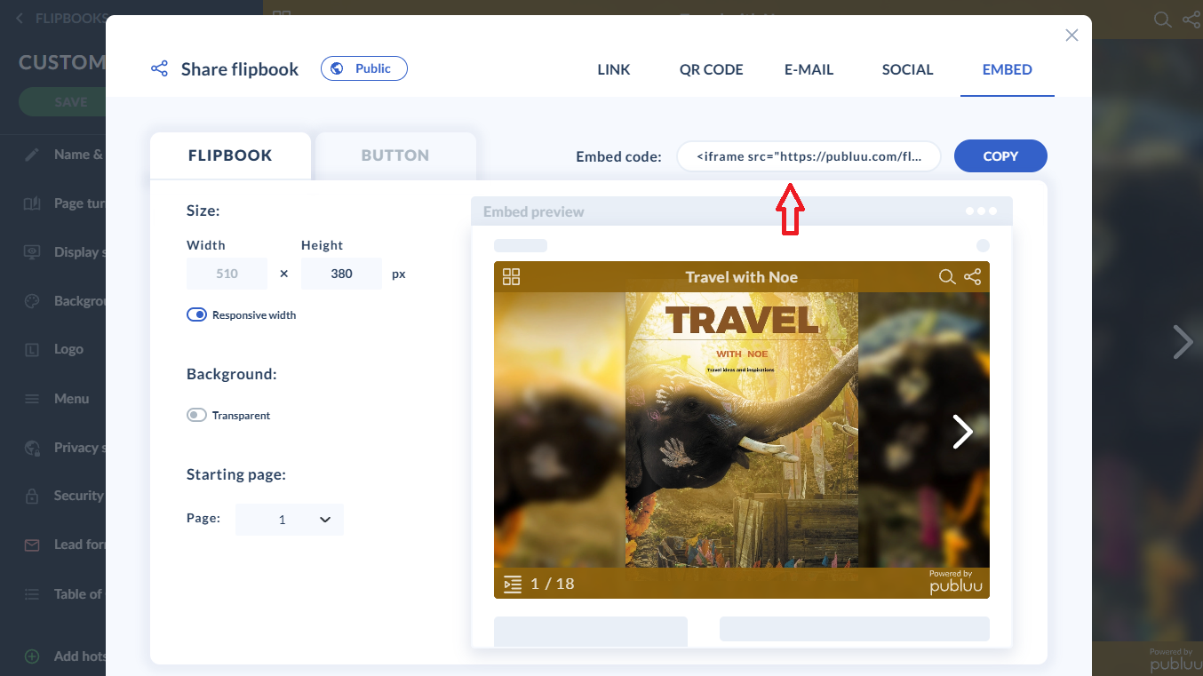 embed code pop up