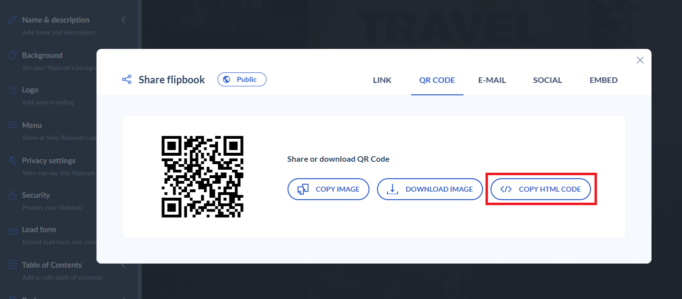 copy html code button