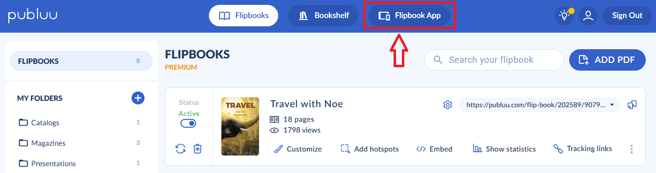 flipbook app button
