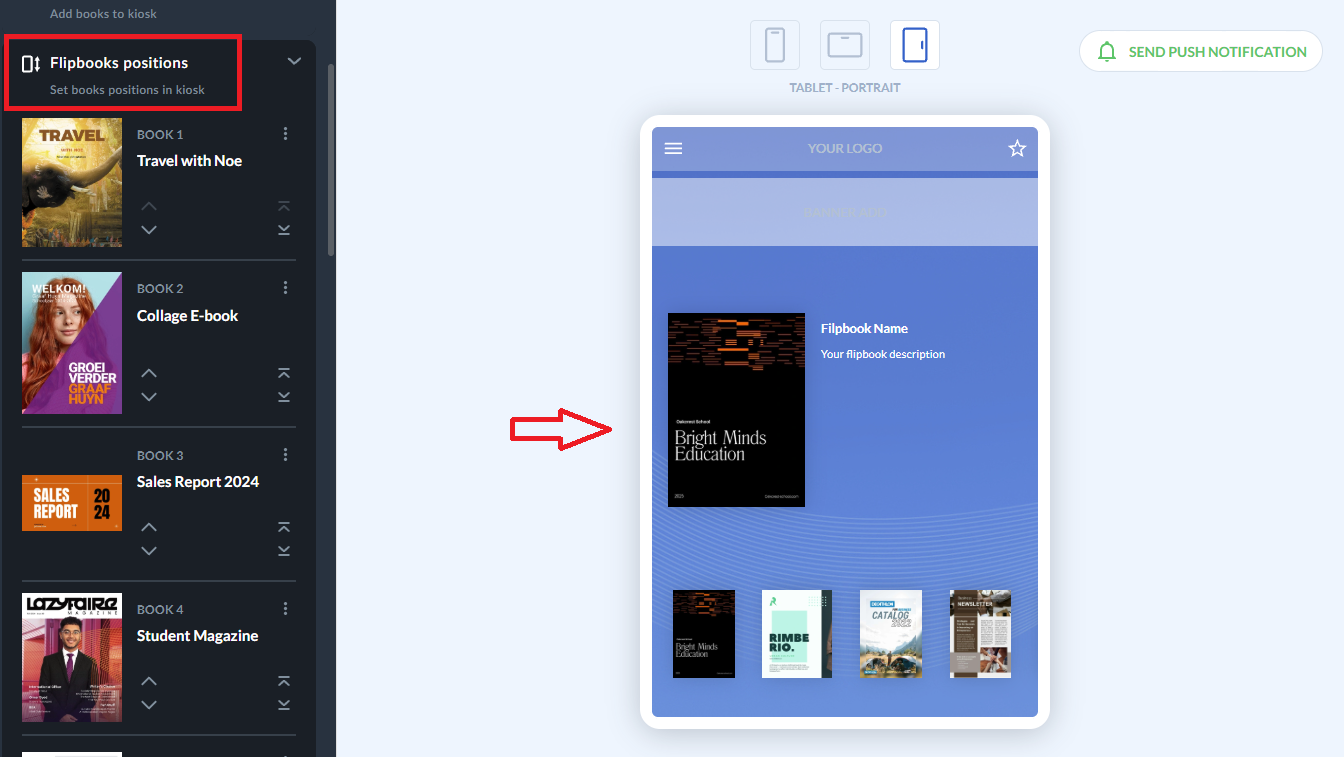 flipbooks arragements within the app