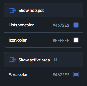 showing hotspot and active area turned on