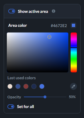 choosing colors for active area 
