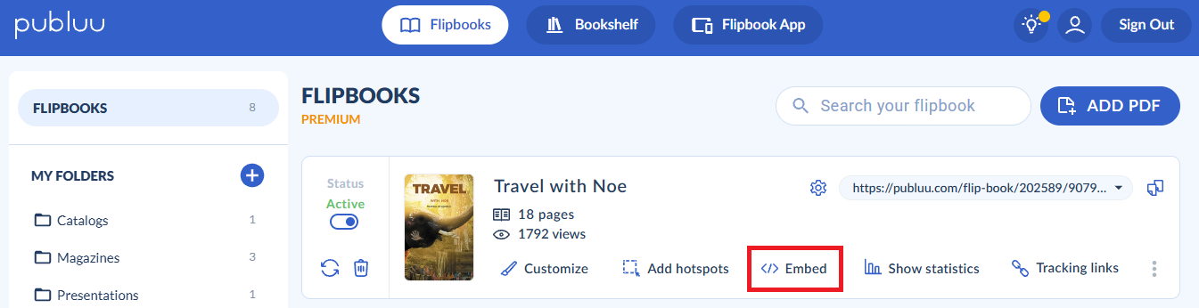 embed button tab