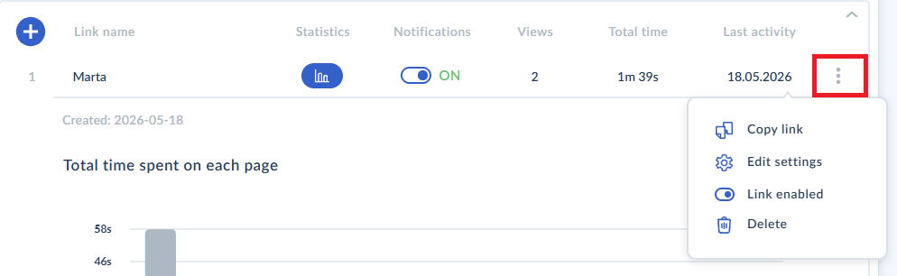 link setting for tracking