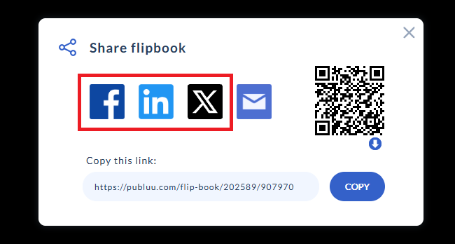 button sharing of the flipbook