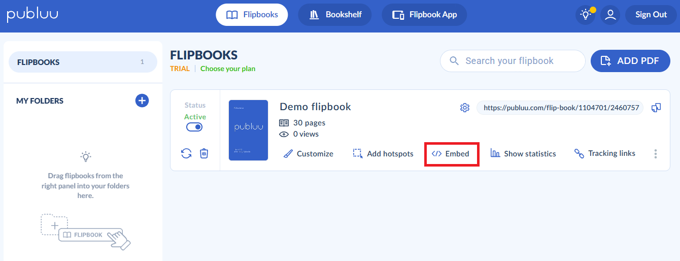 embed button