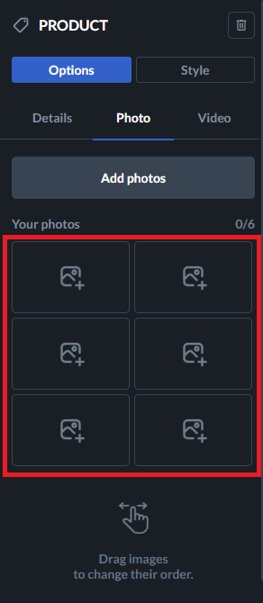 dragging images of product tags