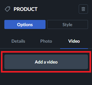 video button for the product tag
