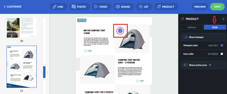 product tag hotspot