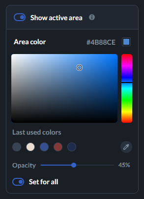 active area option on