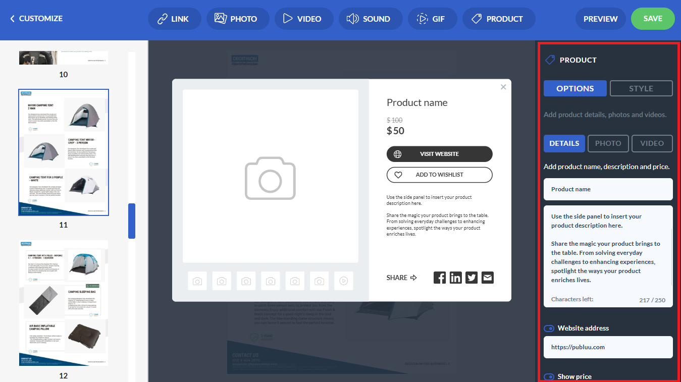 product tag customization