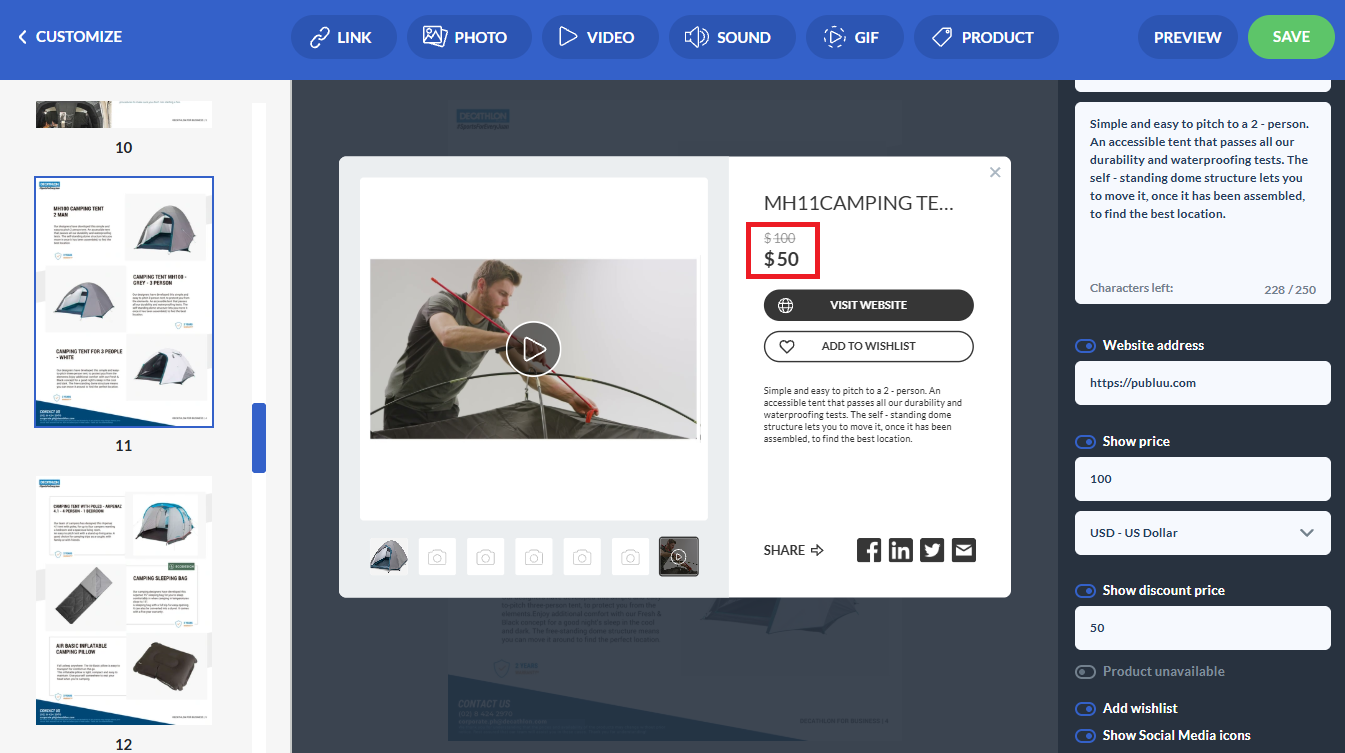 price of a product tag
