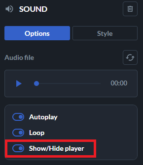 showing or hiding player for the sound