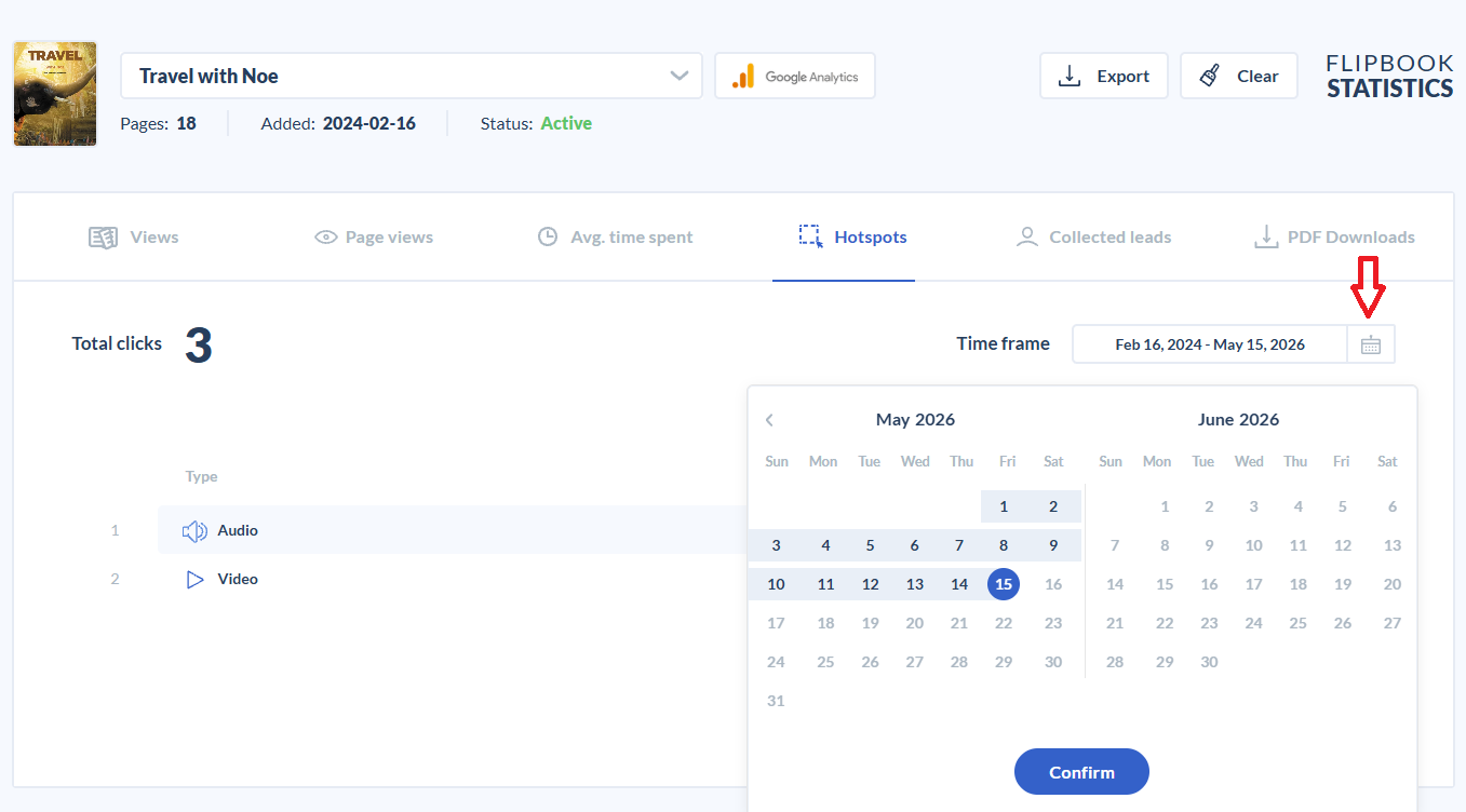 calendar tab