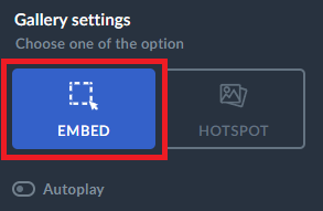embed button in gallery