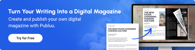 banner encouraging to create an online magazine