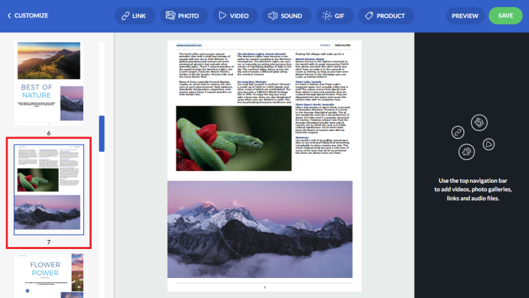 page for placing a video