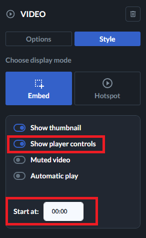 embed options