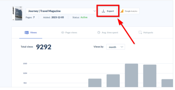 export botton in statistics