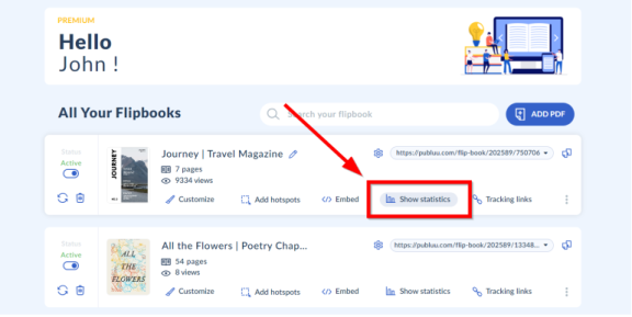 show statistics button