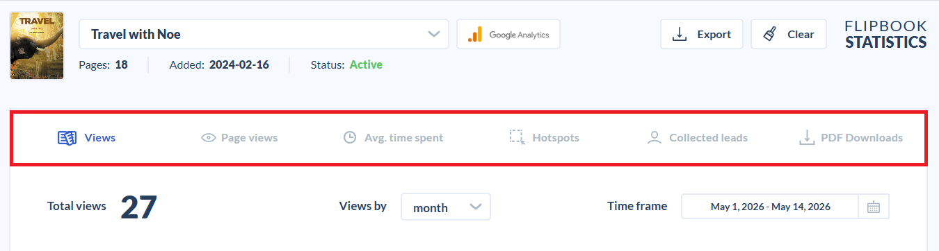 statistics tab