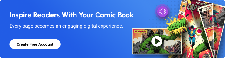 banner encouraging to create a comic book