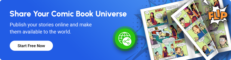 banner encouraging to create a comic book