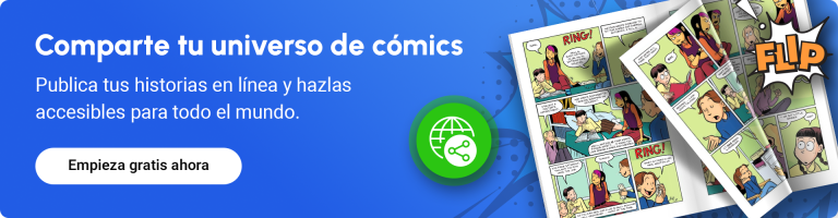Comparte tu universo de cómics banner que anima a crear un cómic