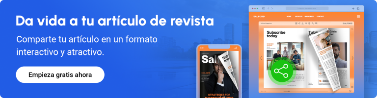Da vida a tu artículo de revista banner que anima a crear una revista en línea