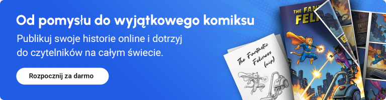 Od pomysłu do wyjątkowego komiksu baner zachęcający do stworzenia komiksu