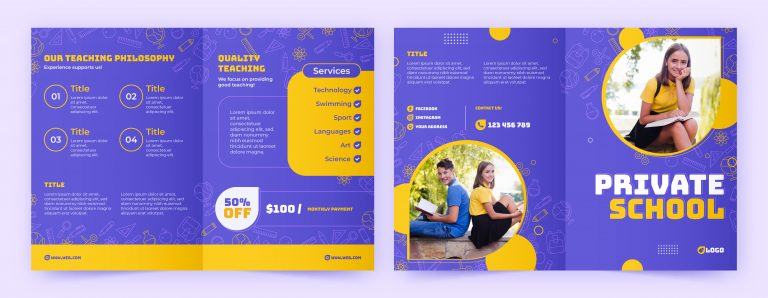 purple school brochure template