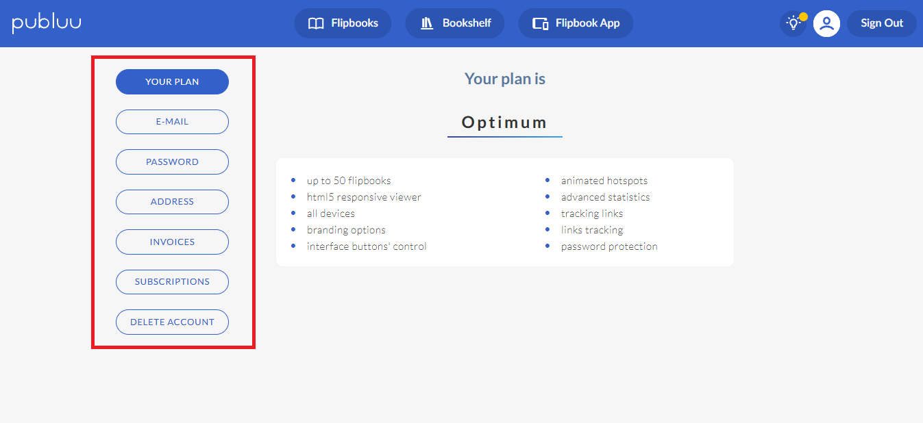 account settings