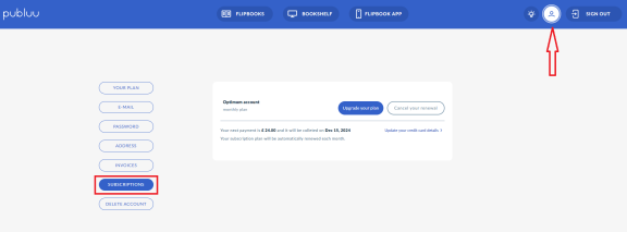 subscription settings