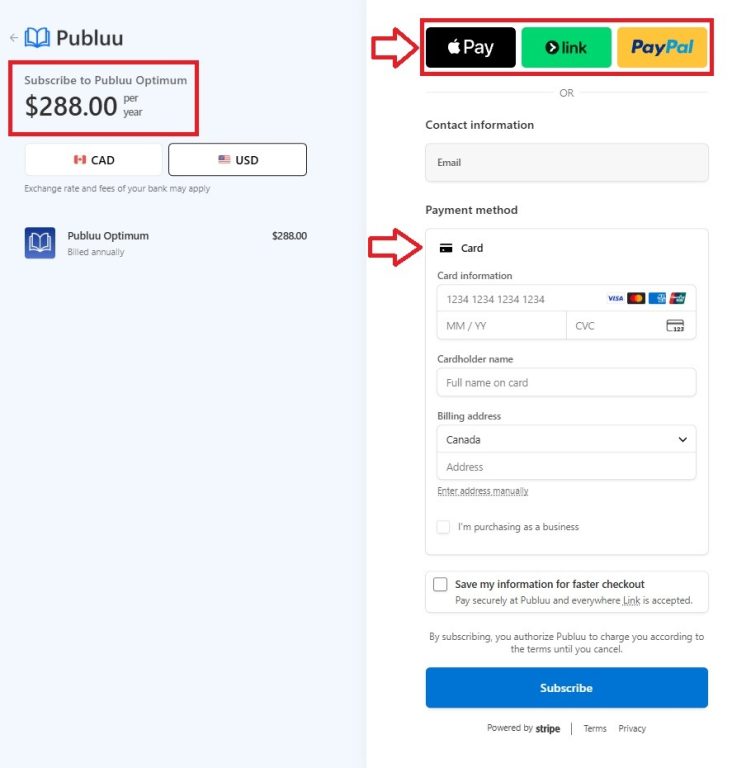 payment check out 
