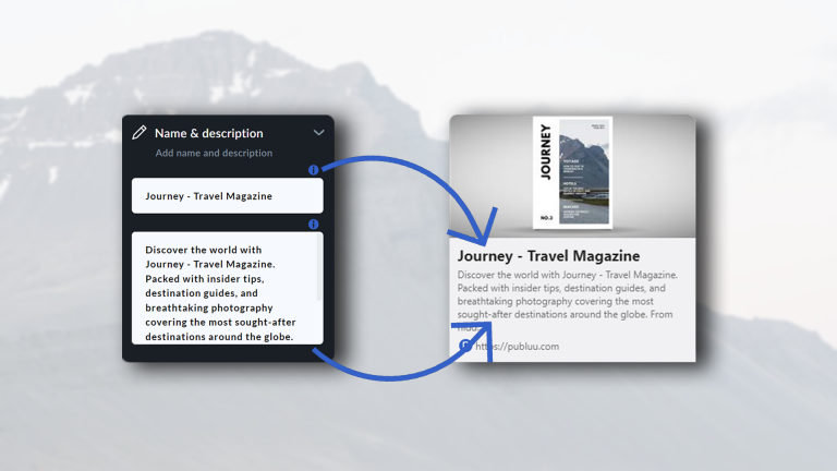 Sharing flipbook with name and description