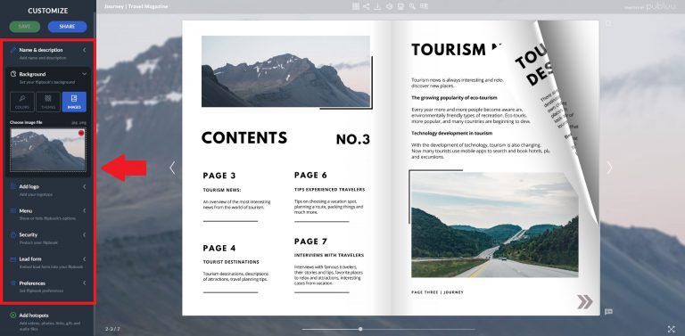 Personnaliser le flipbook