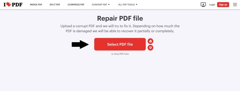 iLove PDF repair toll dashboard