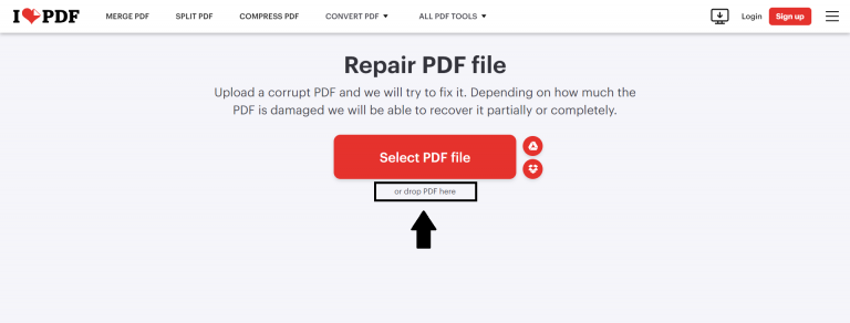 iLove PDF repair toll dashboard
