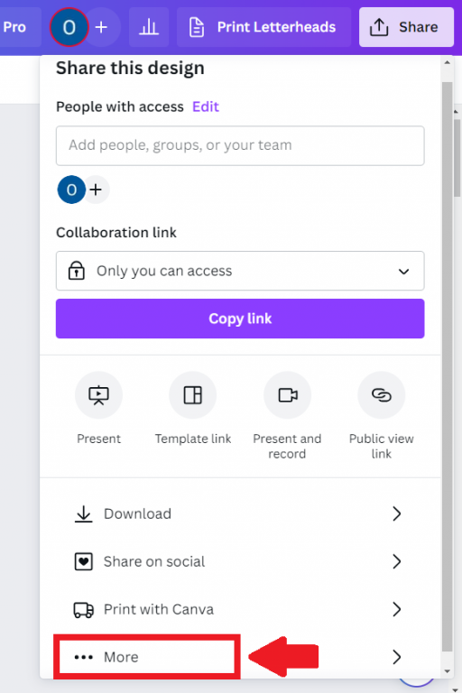 Sharing Canva design